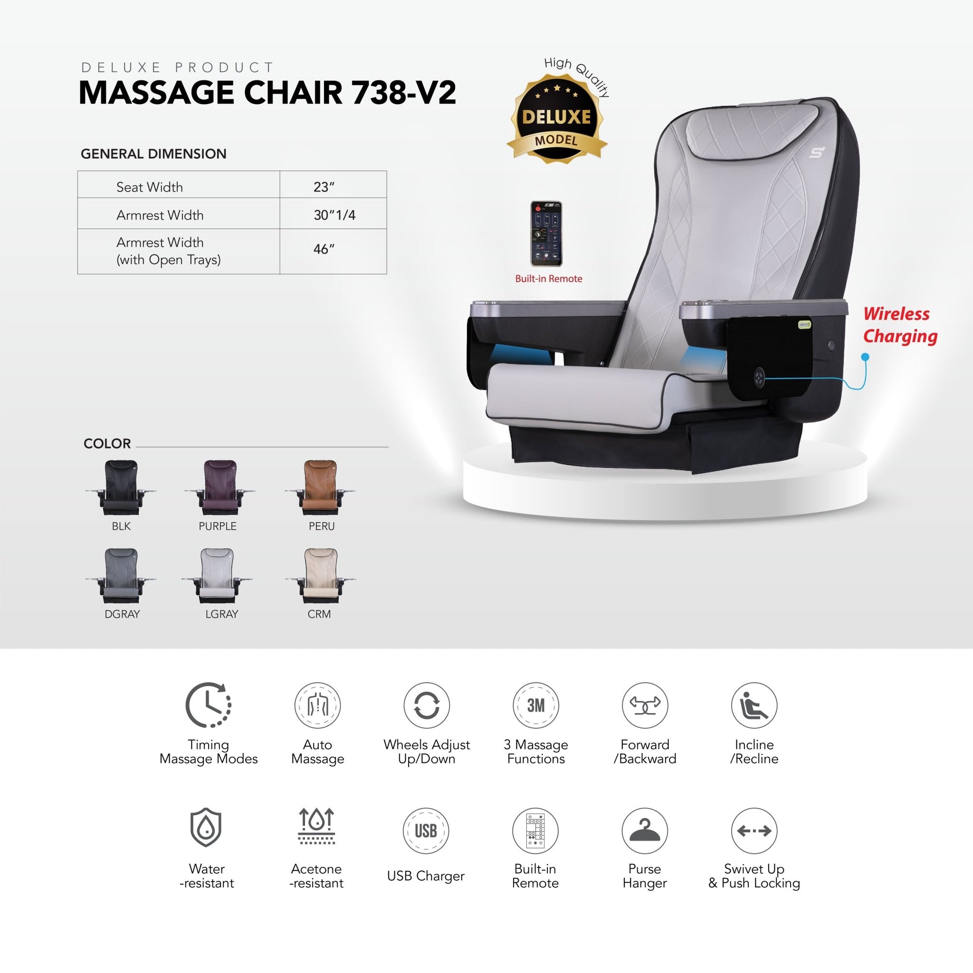 Pedicure Massage Chair 738 - V2 - New Star Salon Furniture