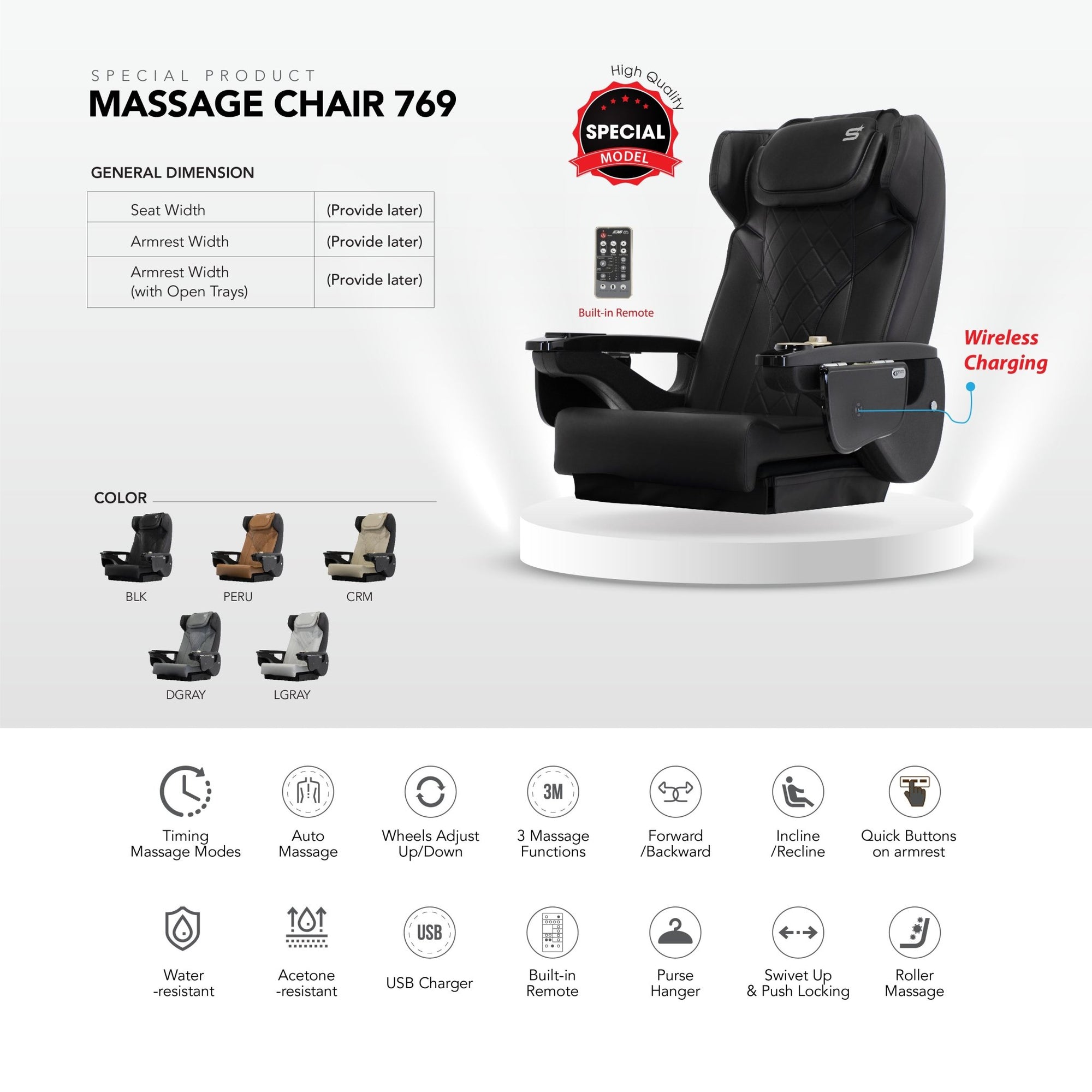 Pedicure Massage Chair 769 - New Star Salon Furniture