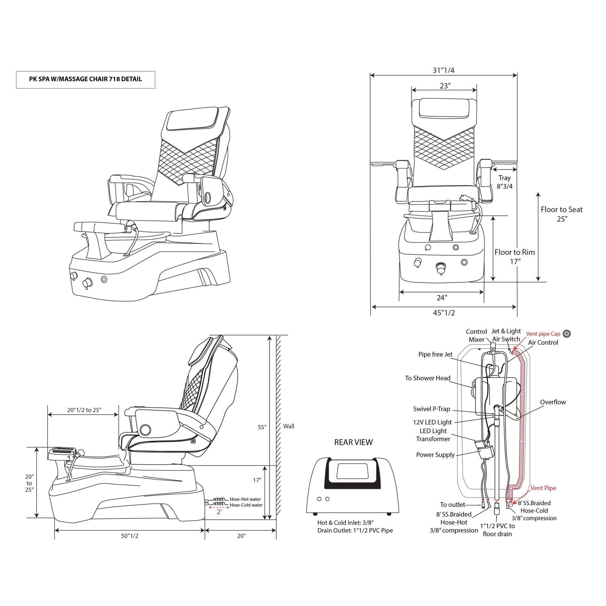 PK Spa - White Tub - New Star Salon Furniture