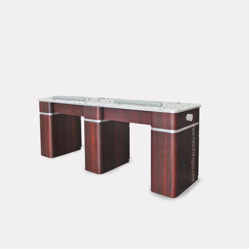 Q Double Nail Table 72 1/2" With Pipe - New Star Salon Furniture