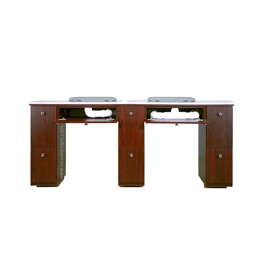 Q Double Nail Table 72 1/2" With Pipe - New Star Salon Furniture