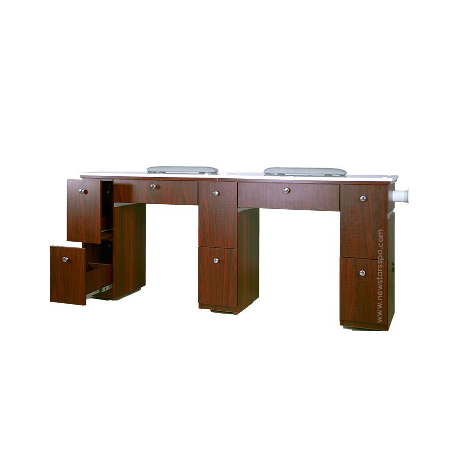 Q Double Nail Table 72 1/2" With Pipe - New Star Salon Furniture