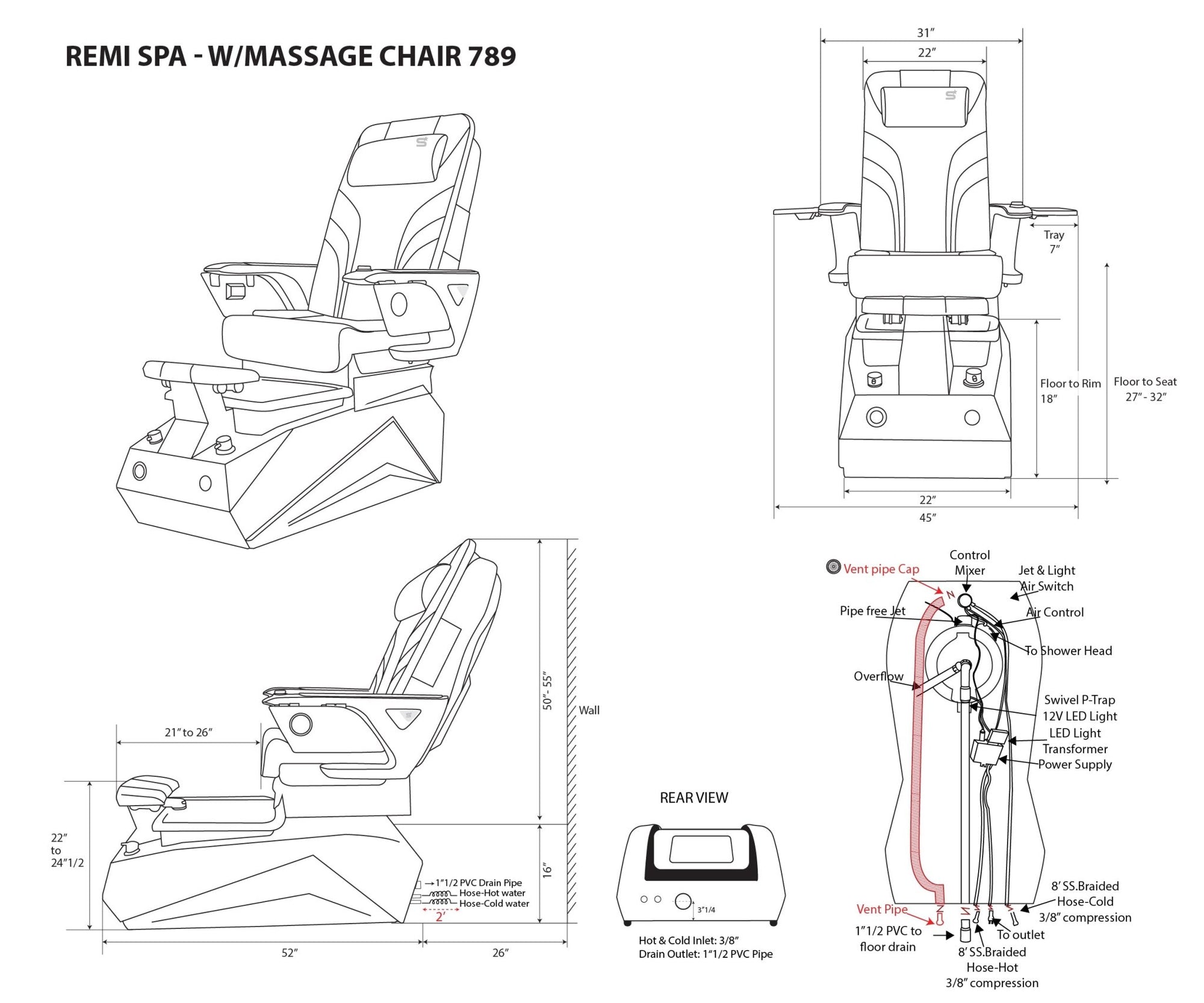 Remi - White Tub - New Star Salon Furniture