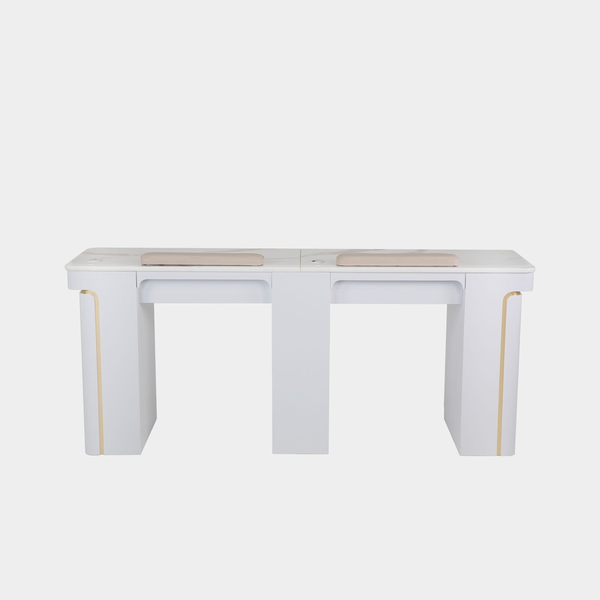 VK Double Nail Table 72"7/8 (White Color) - New Star Salon Furniture