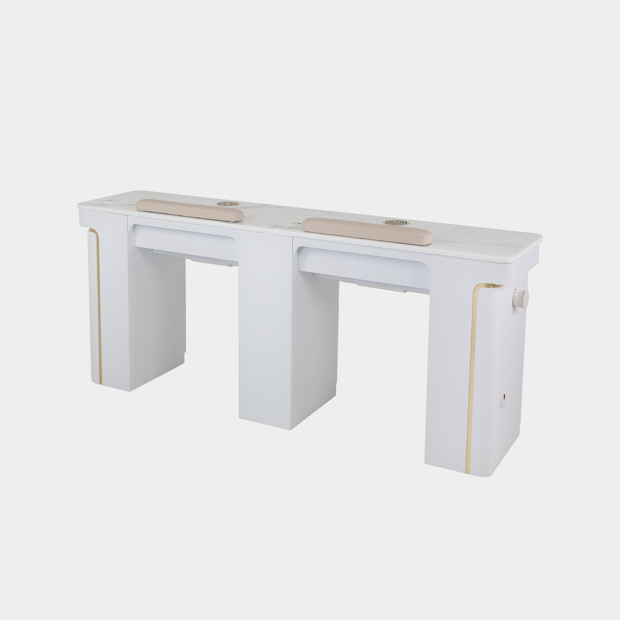 VK Double Nail Table w/Pipe 72"7/8 (White Color) - New Star Salon Furniture
