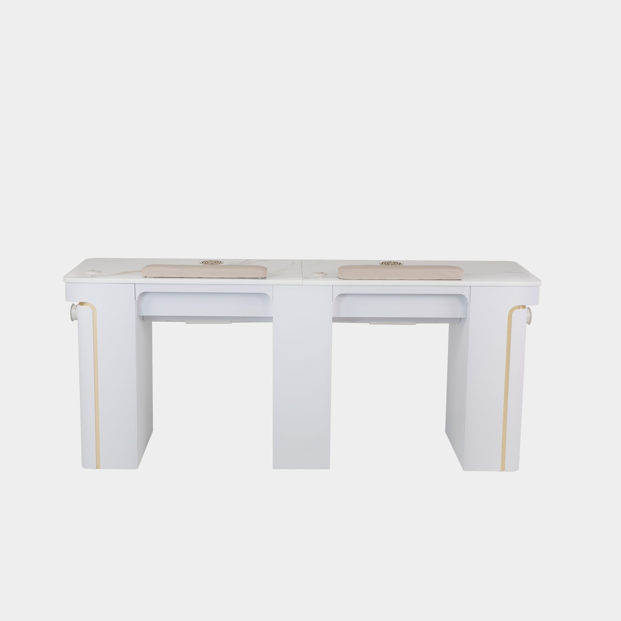 VK Double Nail Table w/Pipe 72"7/8 (White Color) - New Star Salon Furniture