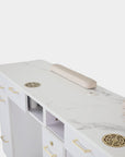 VK Double Nail Table w/Pipe 72"7/8 (White Color) - New Star Salon Furniture