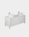 VK Doule Sink w/Faucets 64" (No Mirror) (White Color) - New Star Salon Furniture