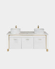 VK Doule Sink w/Faucets 64" (No Mirror) (White Color) - New Star Salon Furniture