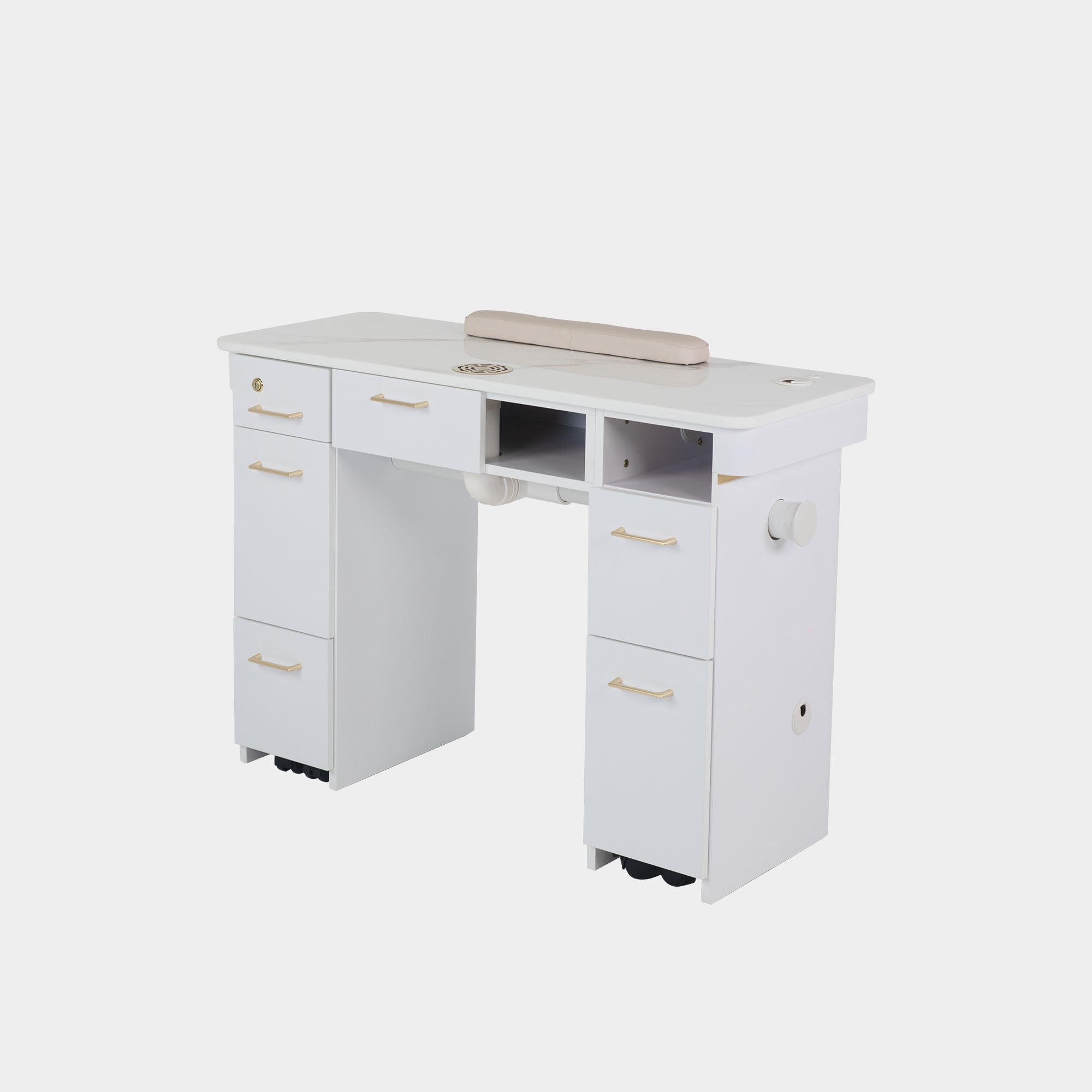 VK Nail Table w/Pipe 43" (White Color) - New Star Salon Furniture