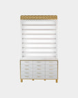 VK Polish Rack & Powder Rack w/Polish Powder Cabinet 48" (White Color) - New Star Salon Furniture