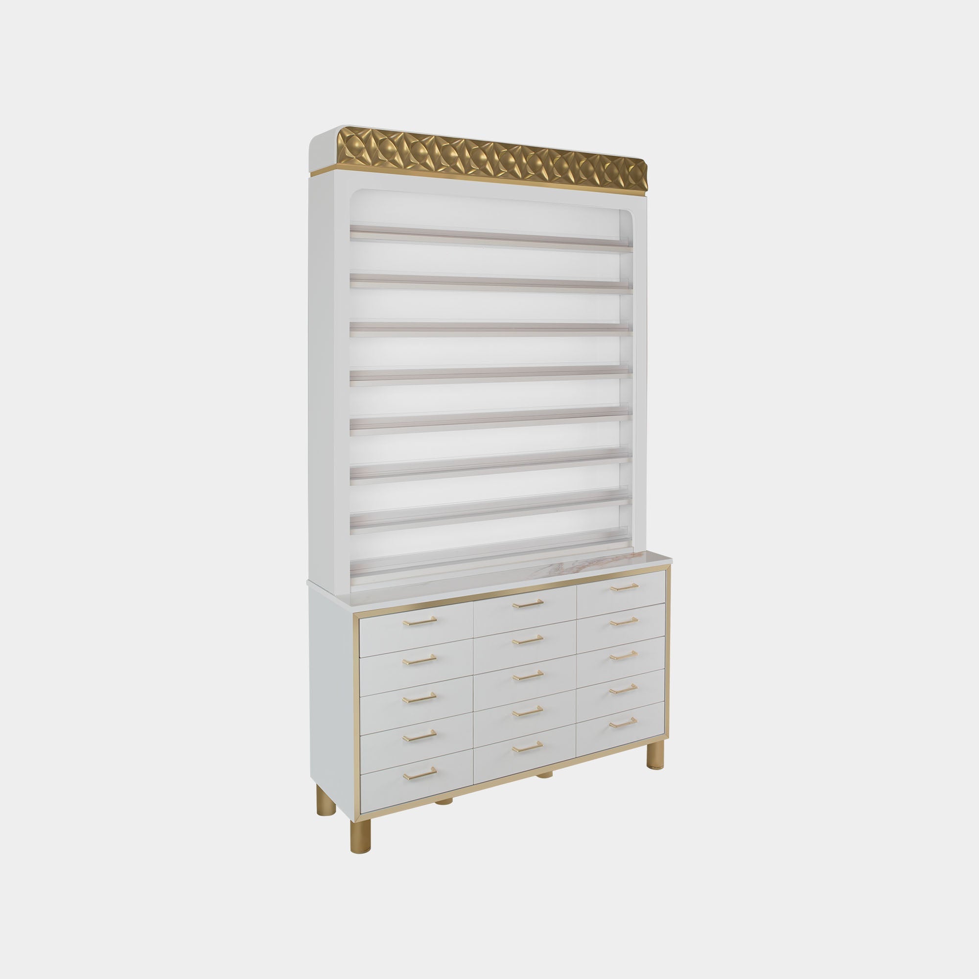 VK Powder Rack w/Powder Cabinet 48" (White Color) - New Star Salon Furniture