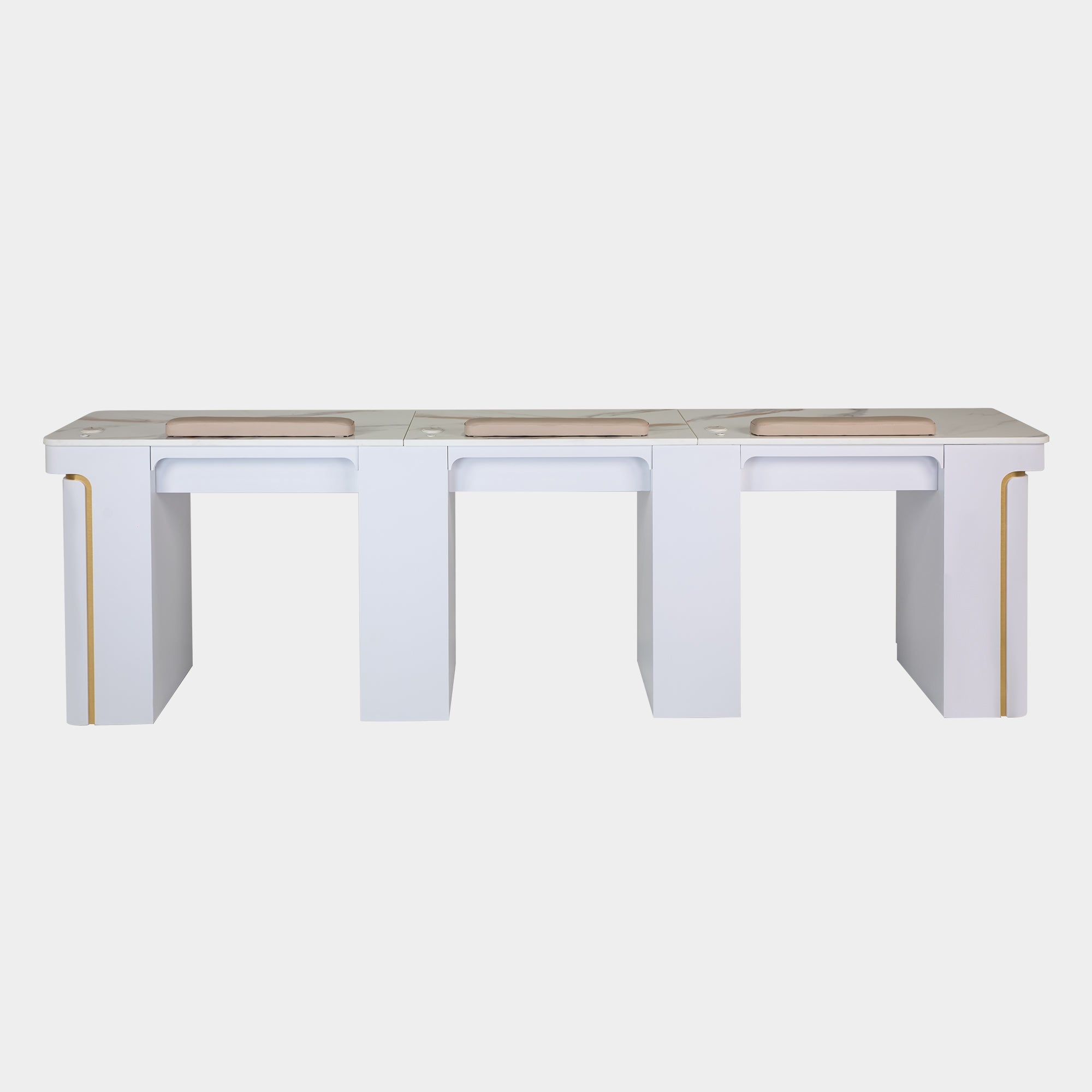 VK Triple Nail Table 104.5" (White Color) - New Star Salon Furniture