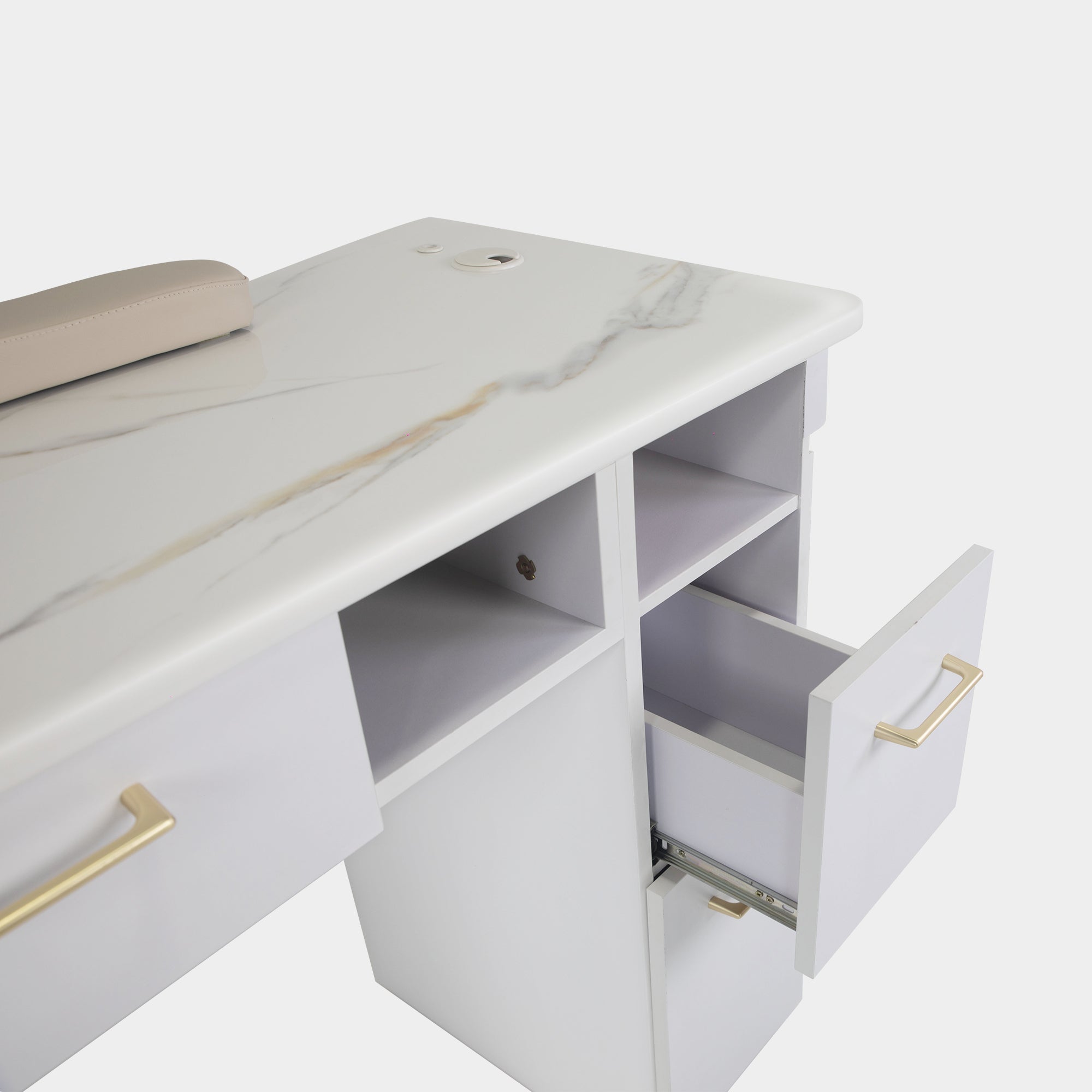 VK Triple Nail Table 104.5" (White Color) - New Star Salon Furniture
