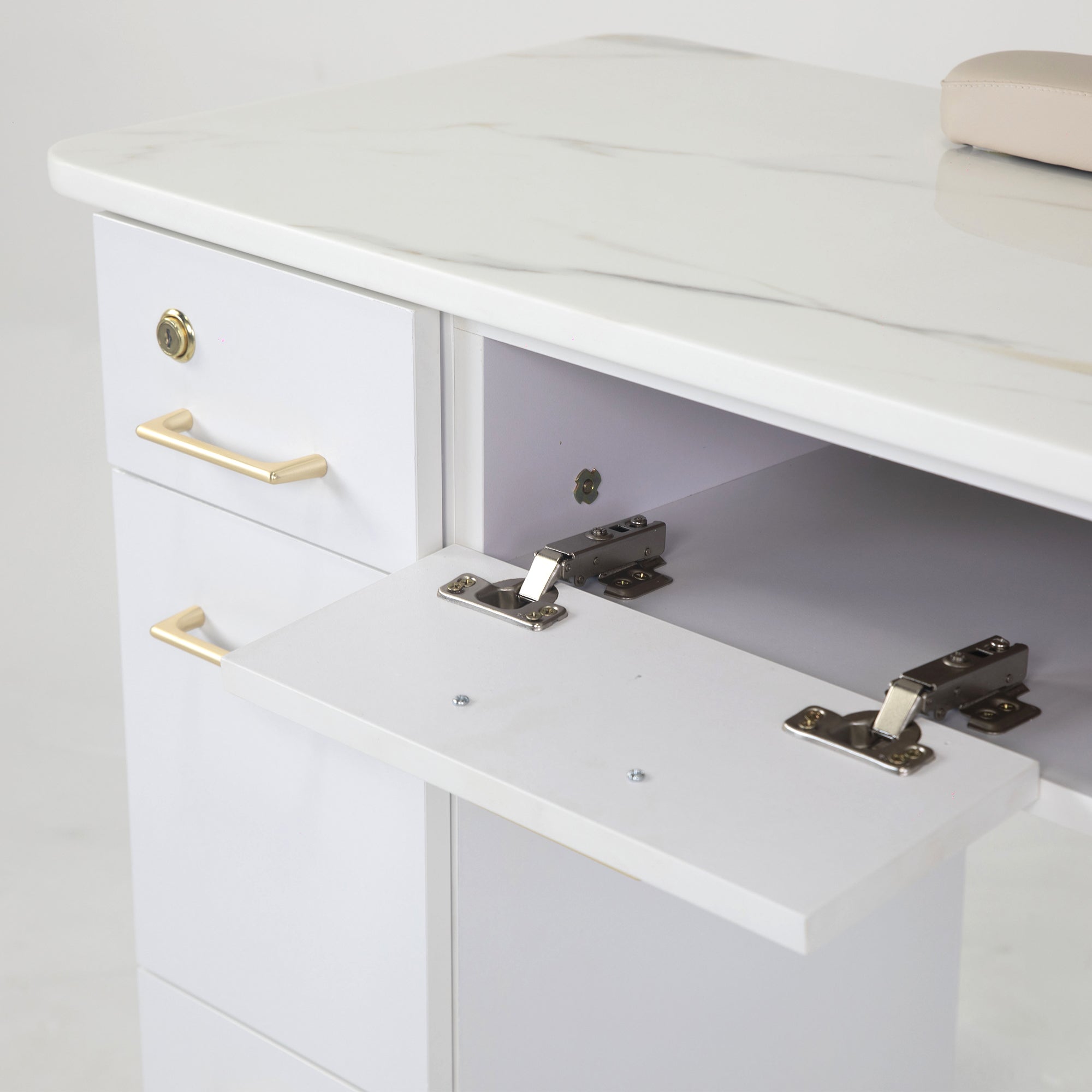 VK Triple Nail Table 104.5" (White Color) - New Star Salon Furniture