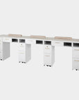 VK Triple Nail Table 104.5" (White Color) - New Star Salon Furniture