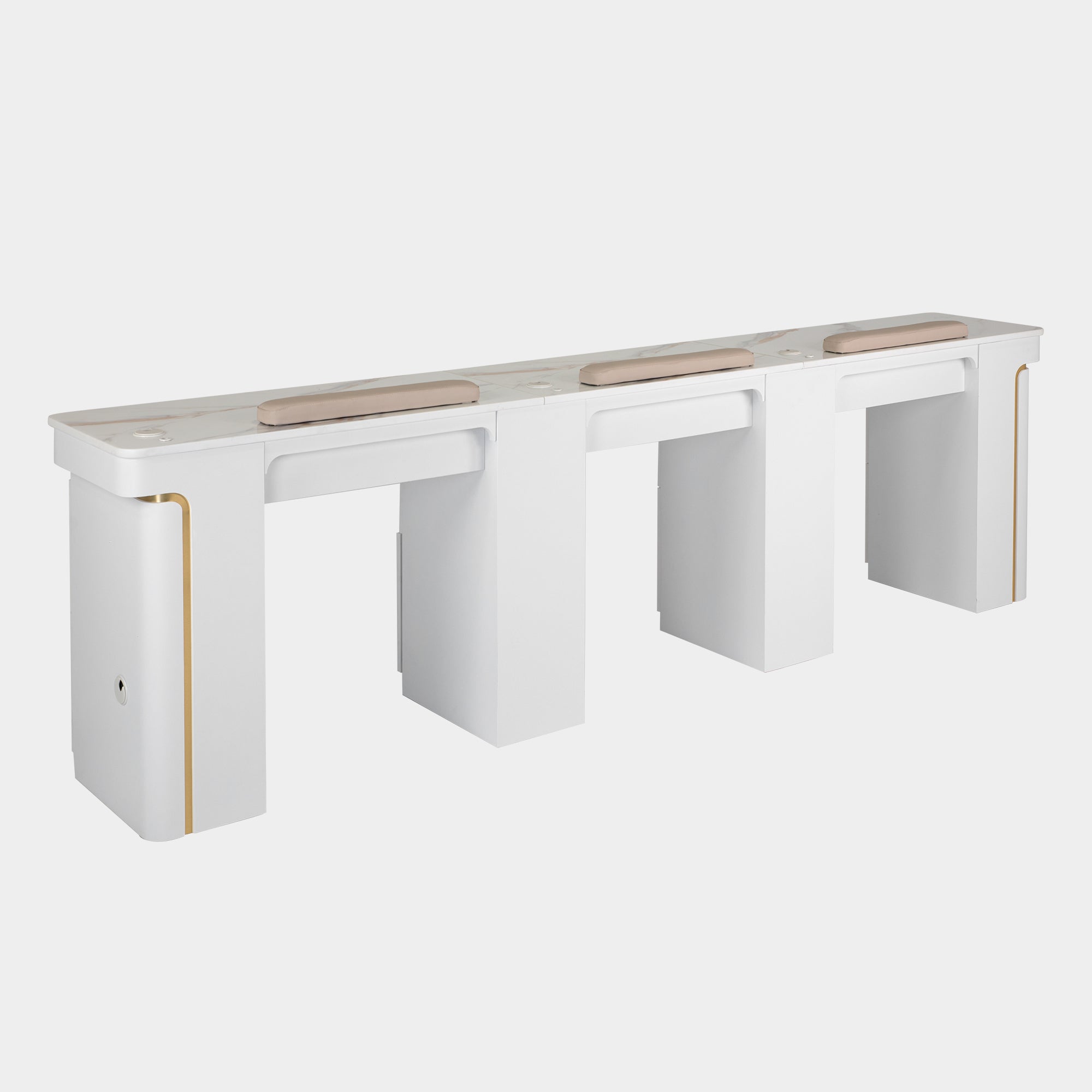 VK Triple Nail Table 104.5" (White Color) - New Star Salon Furniture