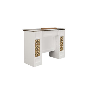 BC Nail Table w/3D Wood (White Color) - New Star Spa & Furniture Corp.