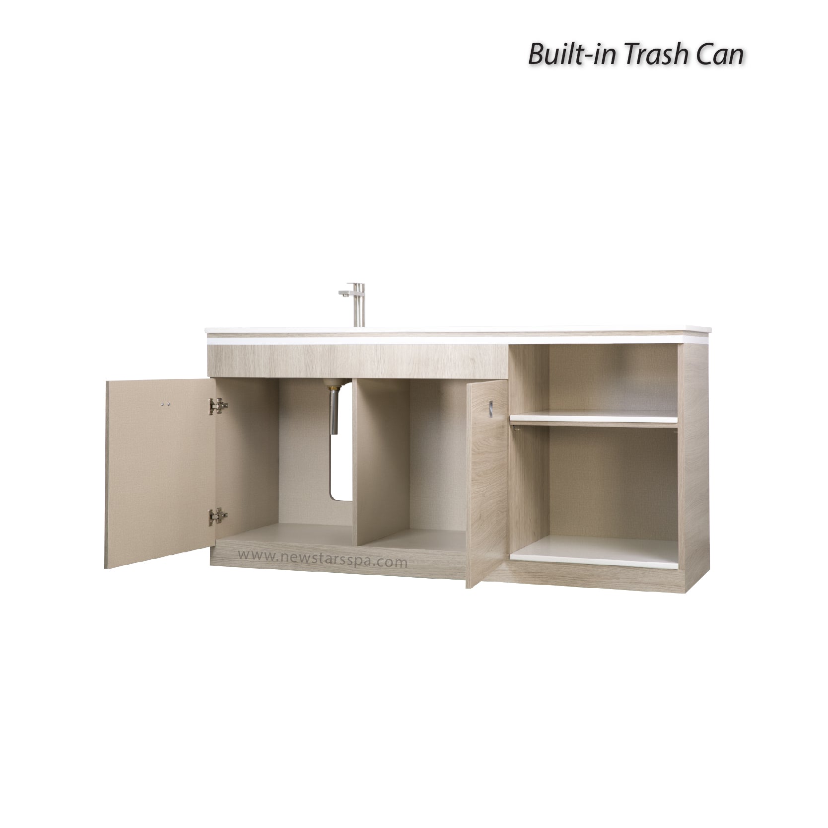 EX Single Sink #1 w/Faucet w/Hot Towel & Sterilizer Cabinet 68" (No Mirror) - New Star Spa & Furniture Corp.