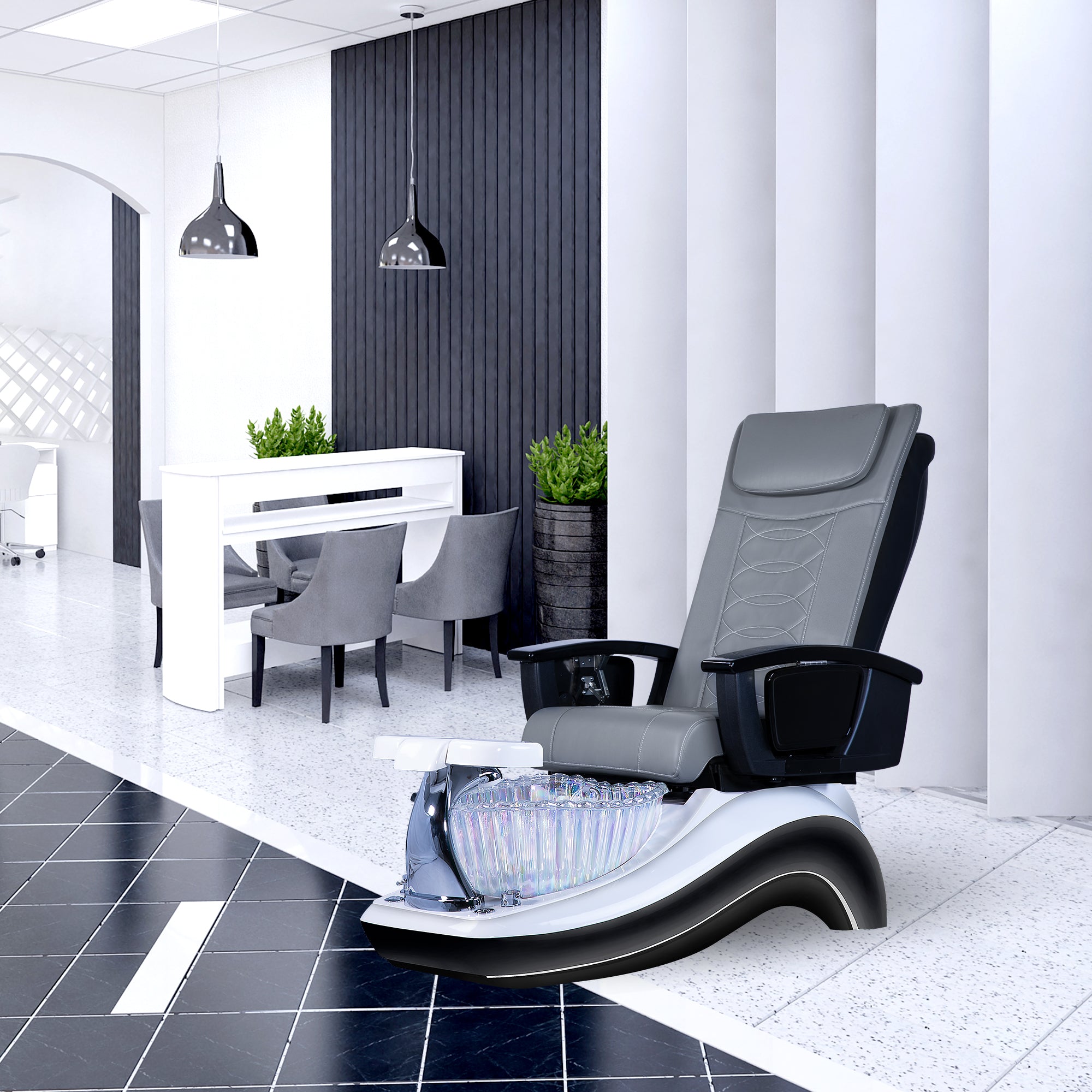 Future Spa - White/Black Tub &amp; Clear Sink with Massage Chair 299-V2 - New Star Spa &amp; Furniture Corp.