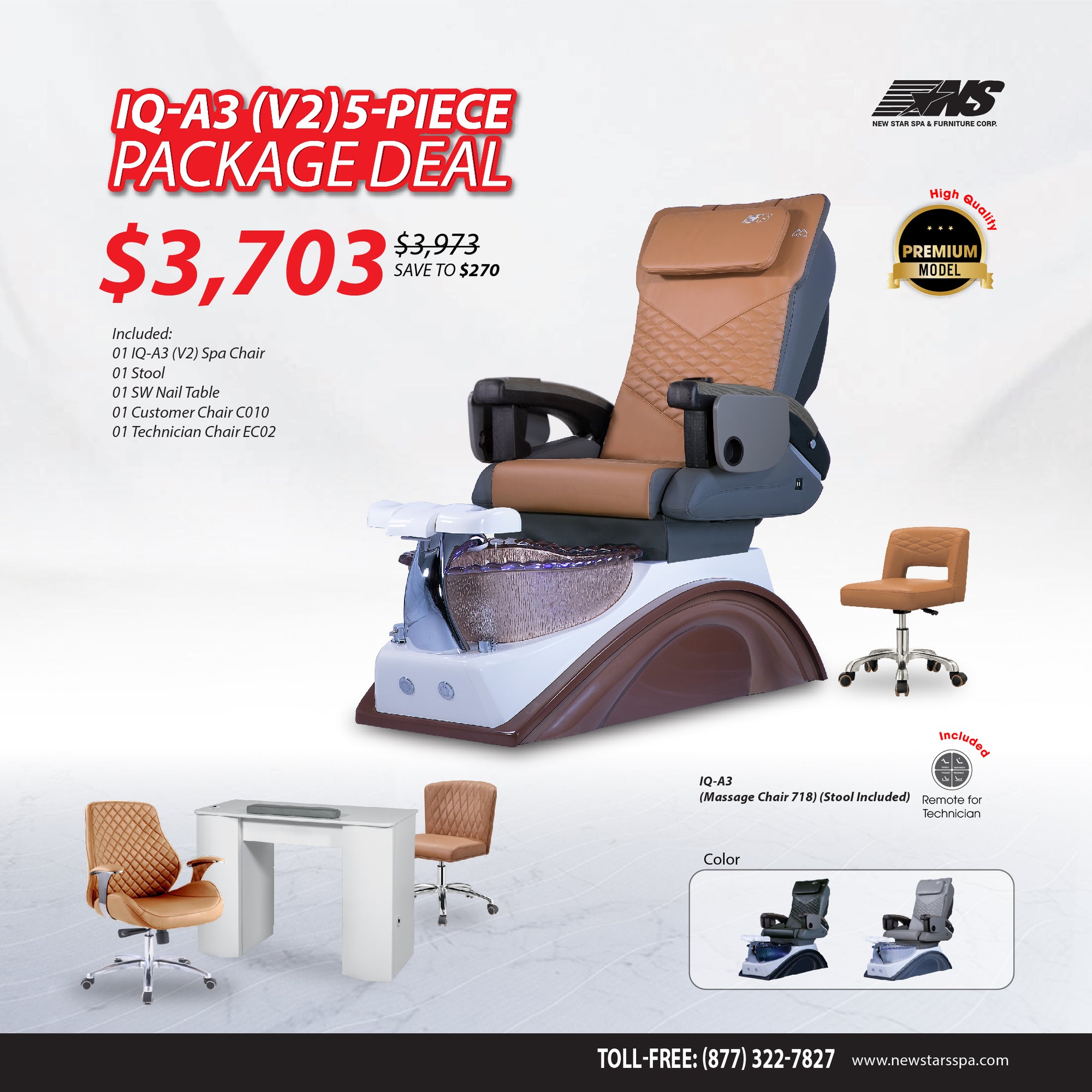 (IQ-A3-V2) 5-Piece Package Deal - New Star Spa &amp; Furniture Corp.