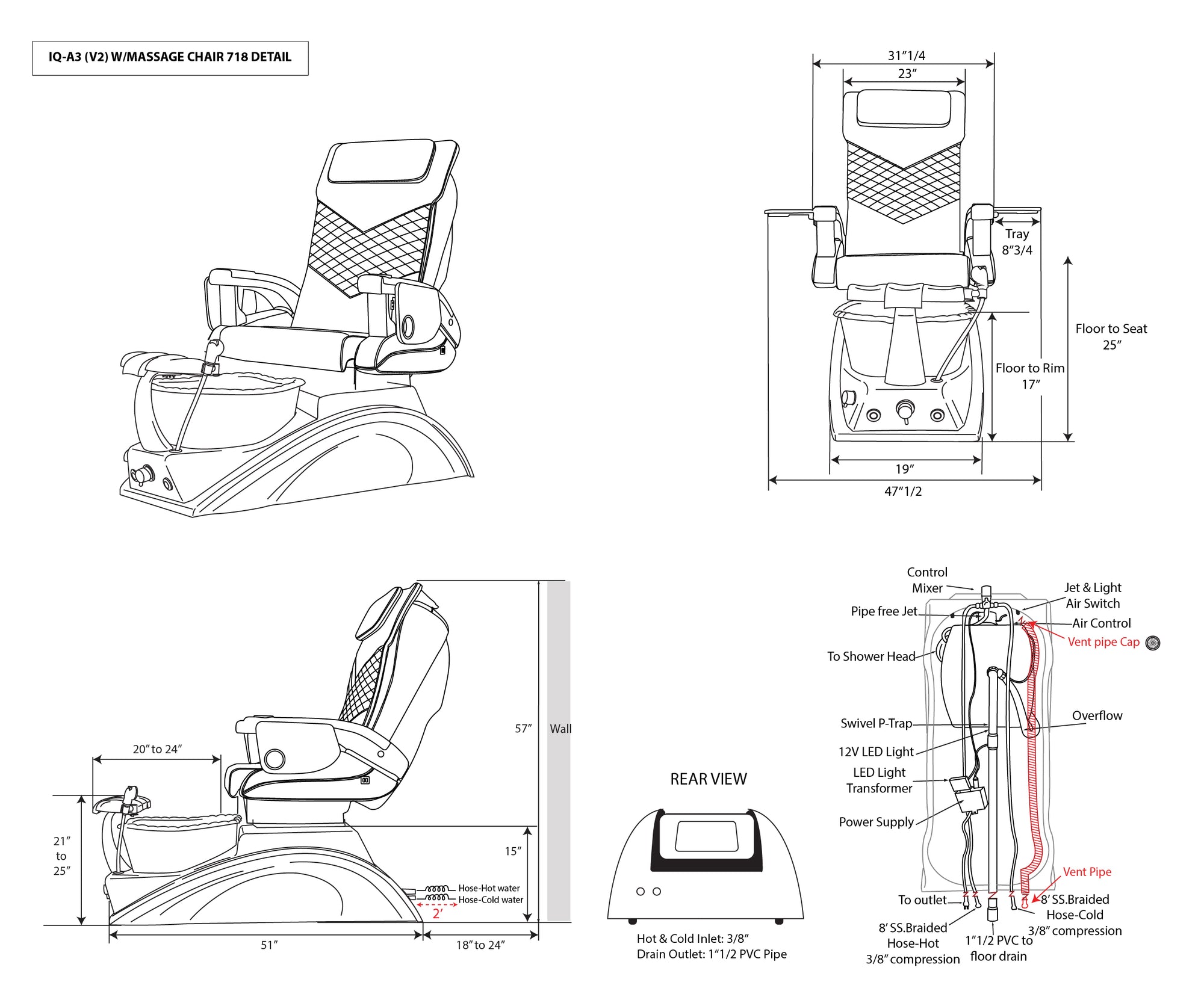 IQ A3-V2 - Off White/Gray Tub - New Star Spa &amp; Furniture Corp.