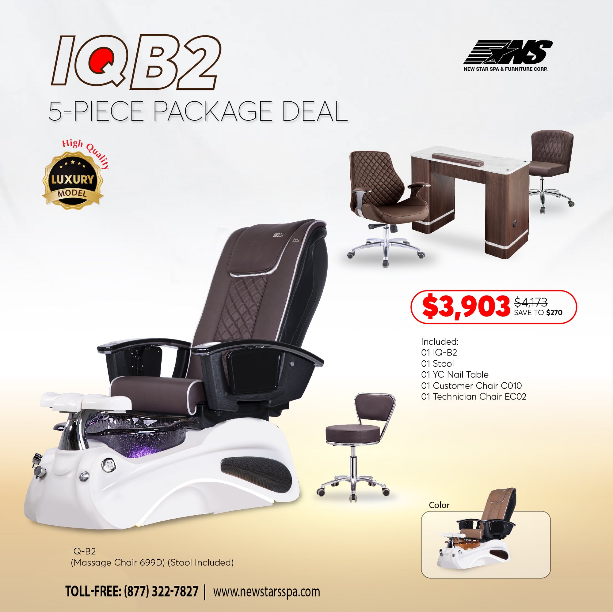 (IQ-B2) 5-Piece Package Deal - New Star Spa & Furniture Corp.