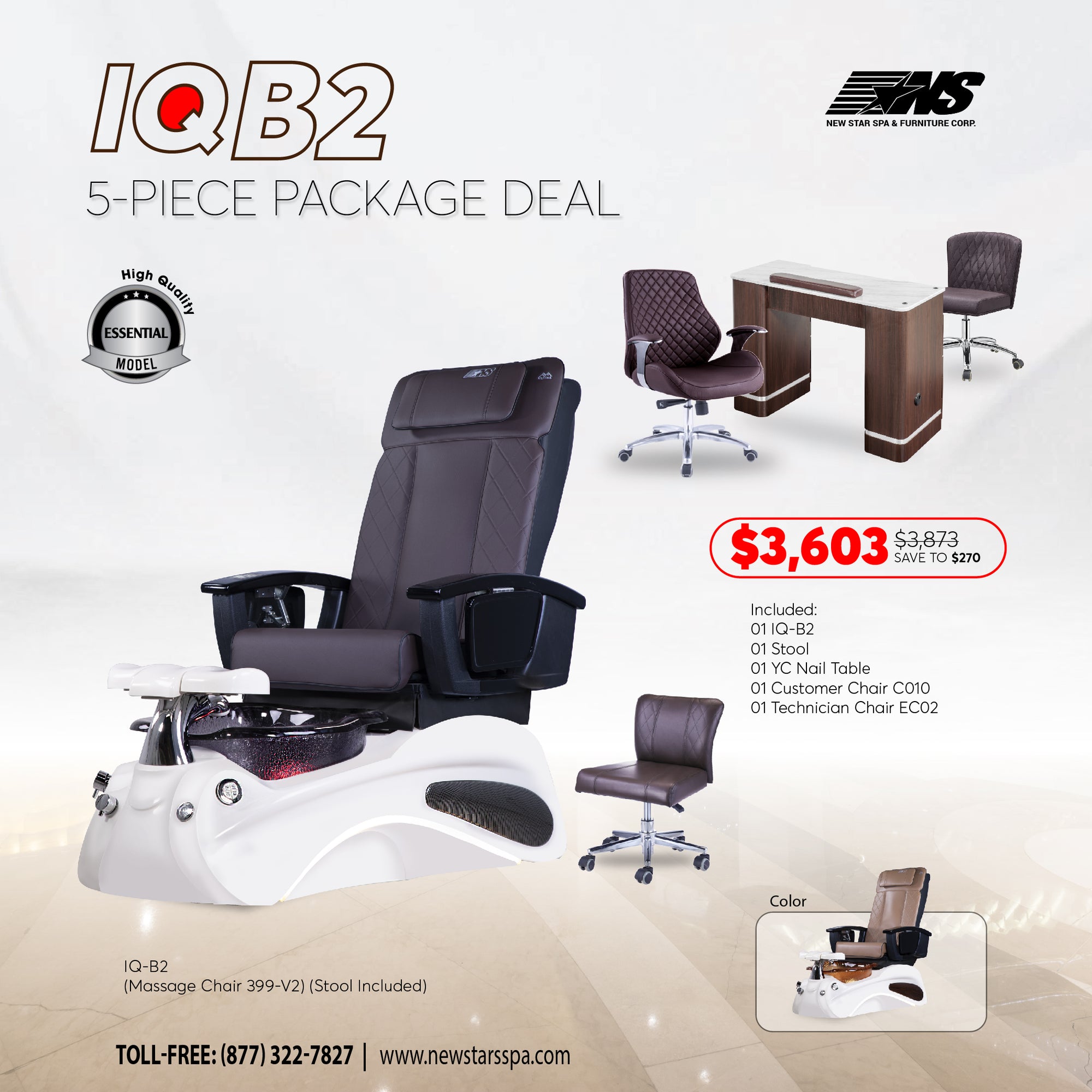 (IQ-B2) 5-Piece Package Deal - New Star Spa & Furniture Corp.