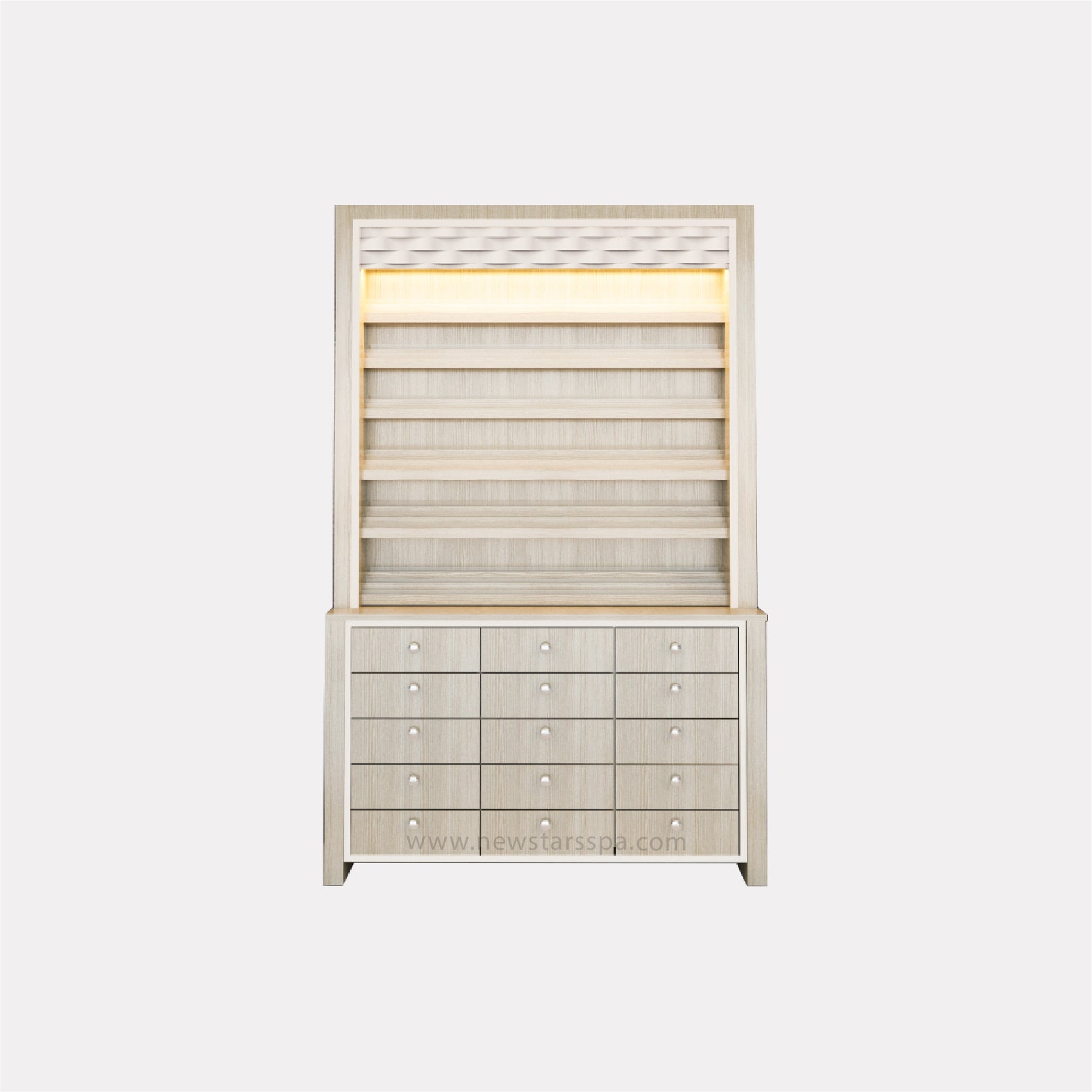 I Powder Rack w/LED w/3D Wood w/Powder Cabinet (517-V2) - New Star Spa & Furniture Corp.