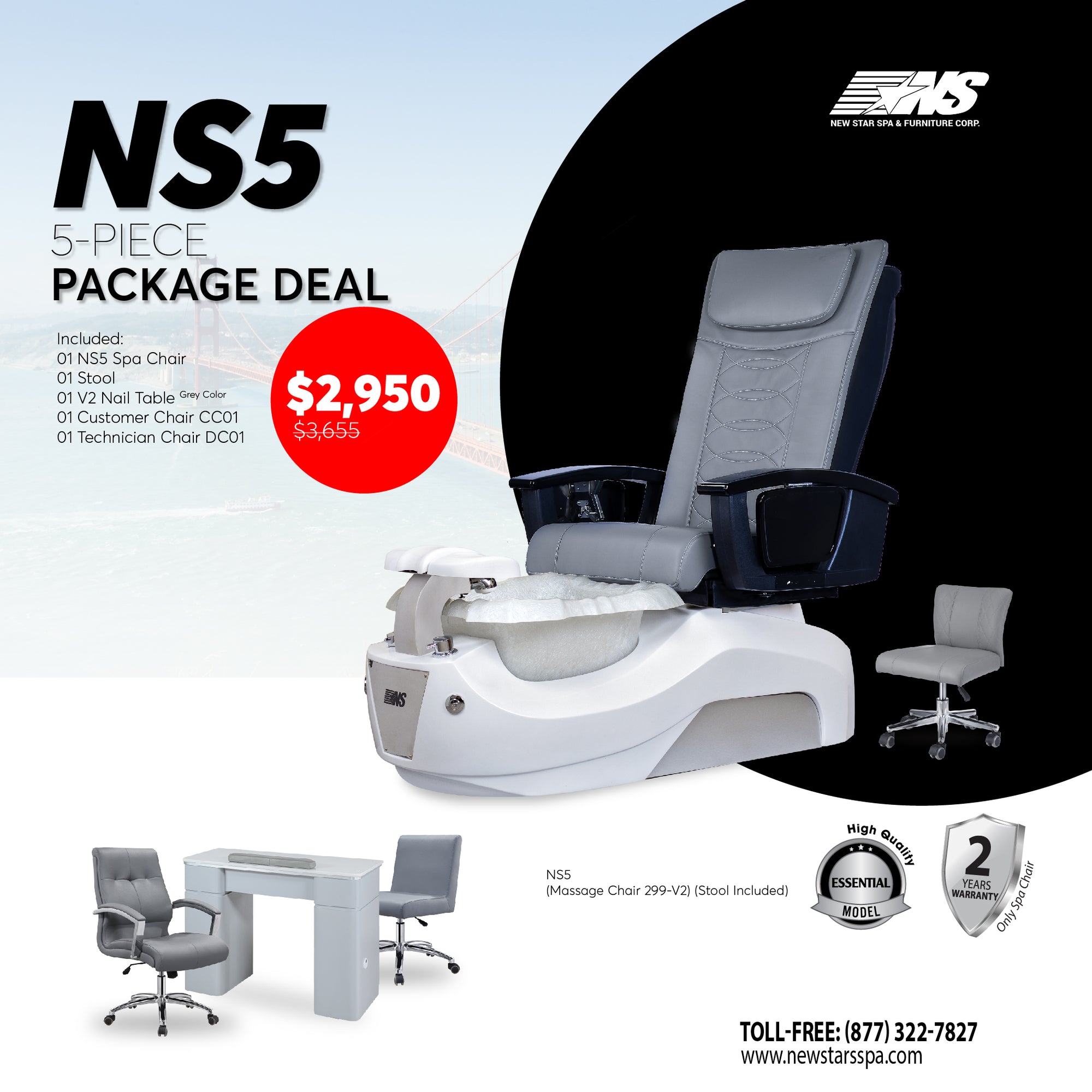 (NS5) 5-Piece Package Deal - New Star Spa &amp; Furniture Corp.