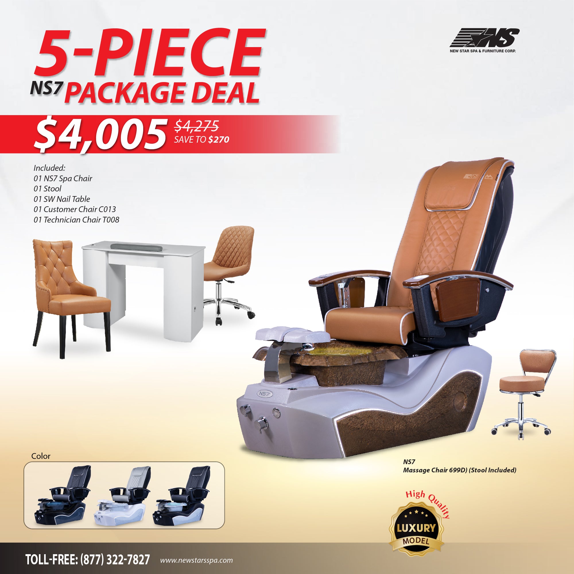 (NS7) 5-Piece Package Deal - New Star Spa &amp; Furniture Corp.