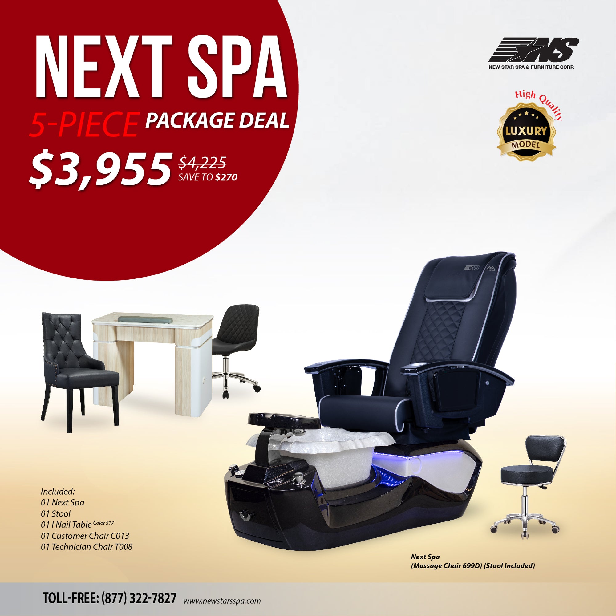 (Next Spa) 5-Piece Package Deal - New Star Spa & Furniture Corp.