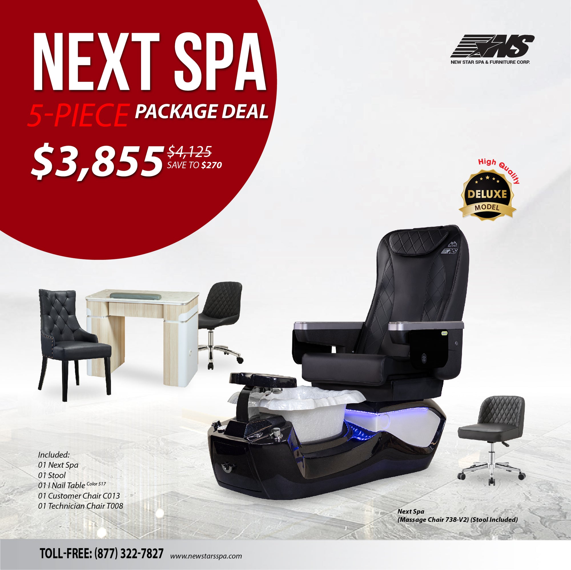 (Next Spa) 5-Piece Package Deal - New Star Spa & Furniture Corp.