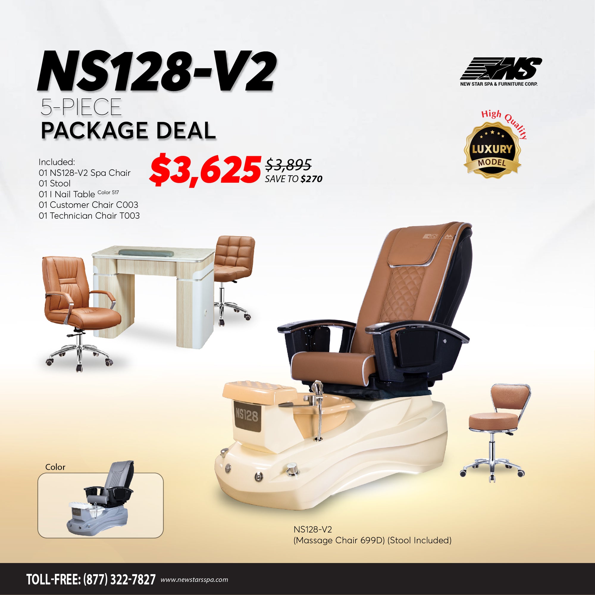 (NS128-V2) 5-Piece Package Deal - New Star Spa & Furniture Corp.