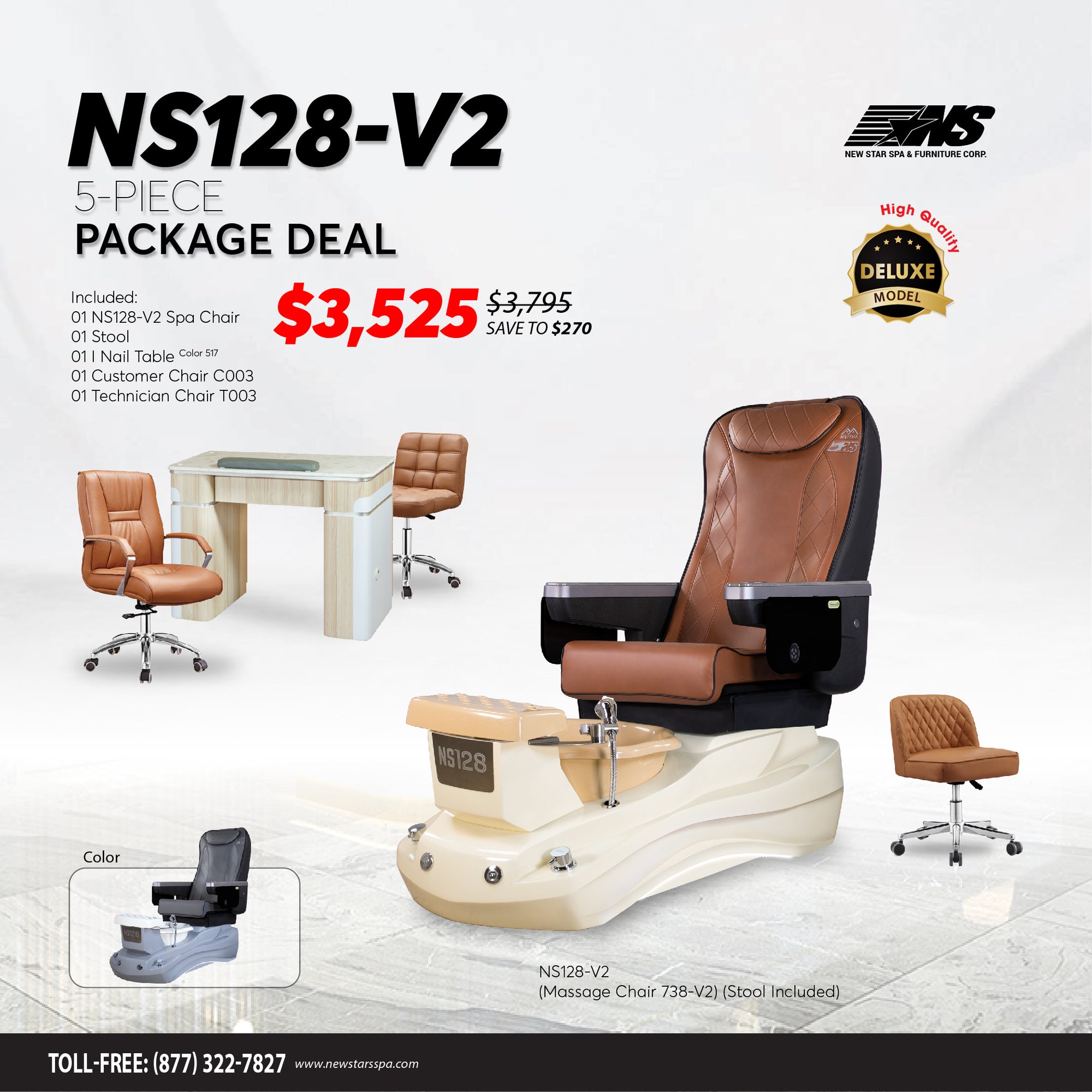 (NS128-V2) 5-Piece Package Deal - New Star Spa & Furniture Corp.