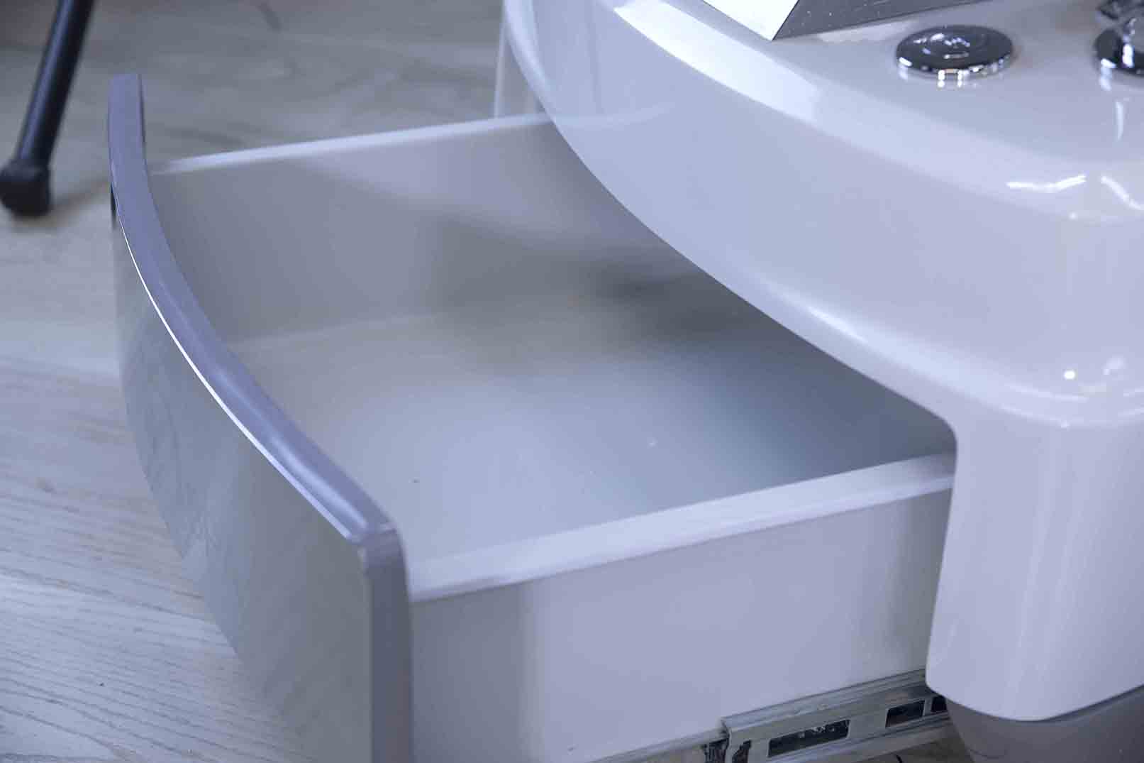 Twin Spa Double-V2 - Off White Tub &amp; Gray Sink with Massage Chair 699D - New Star Spa &amp; Furniture