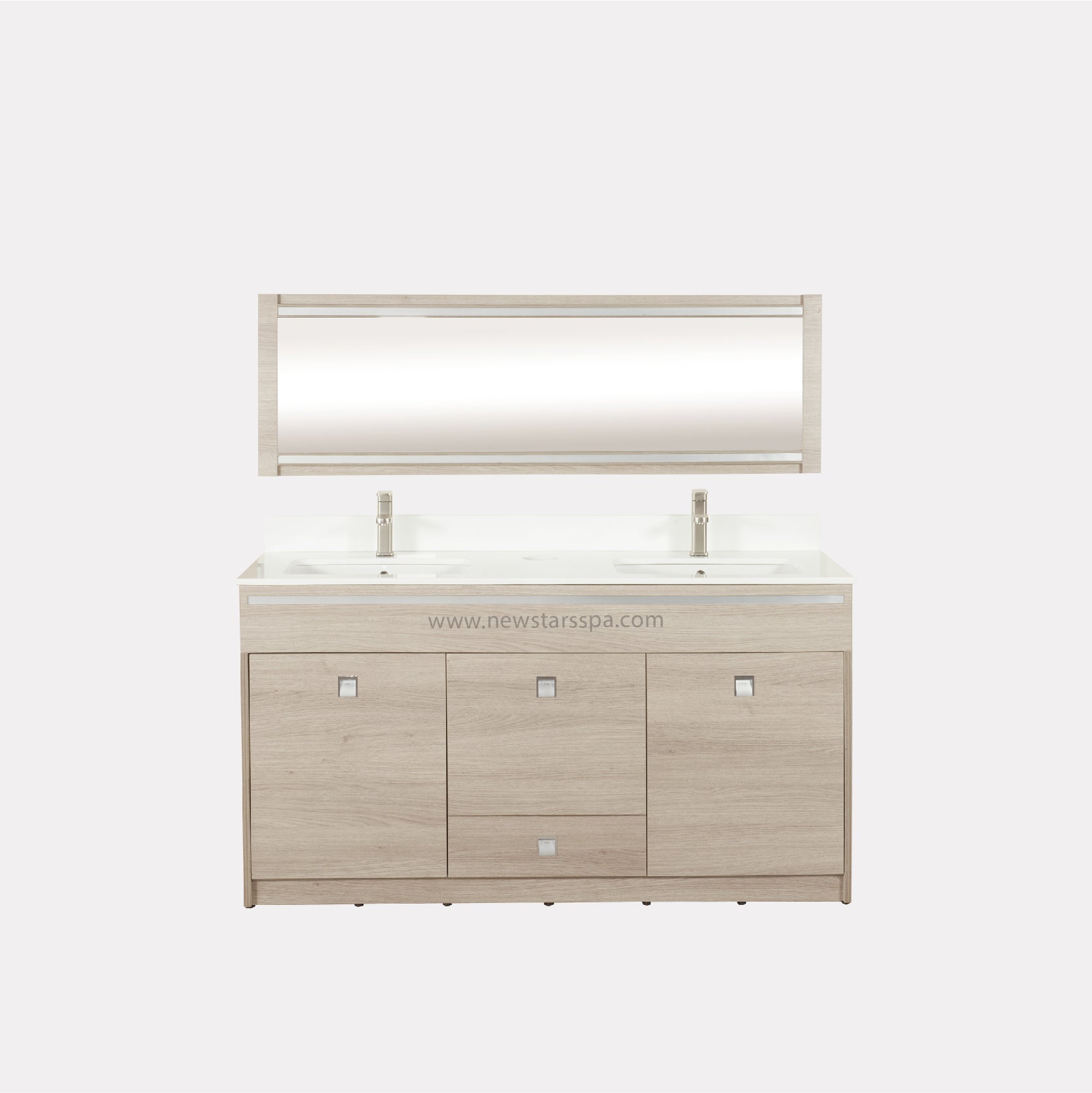 XO Double Sink w/Faucets 60" (No Mirror) - New Star Spa & Furniture Corp.