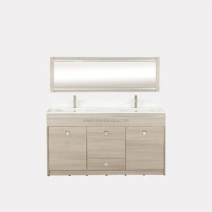 XO Double Sink w/Faucets 60" (No Mirror) - New Star Spa & Furniture Corp.