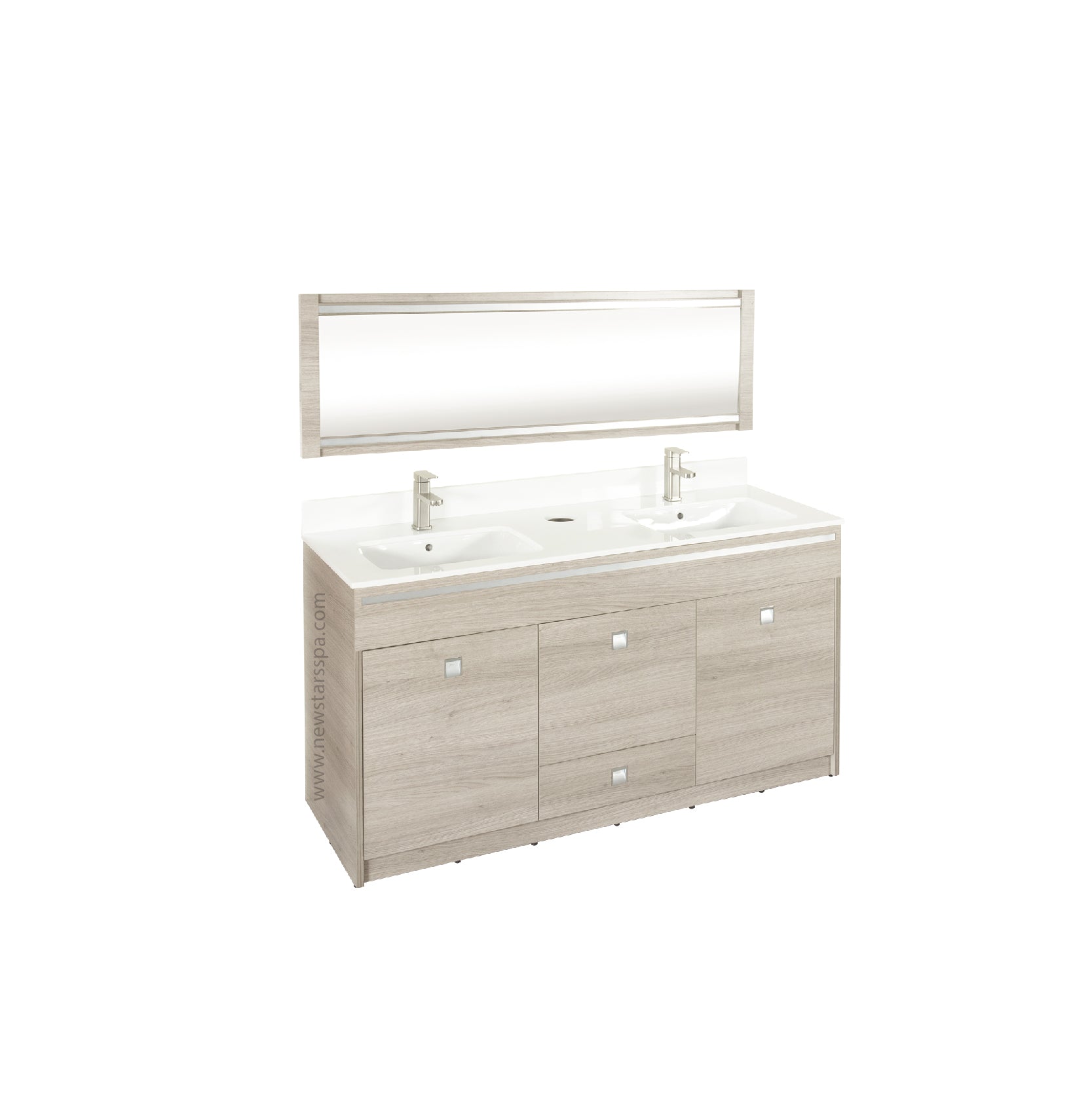 XO Double Sink w/Faucets 60" (No Mirror) - New Star Spa & Furniture Corp.