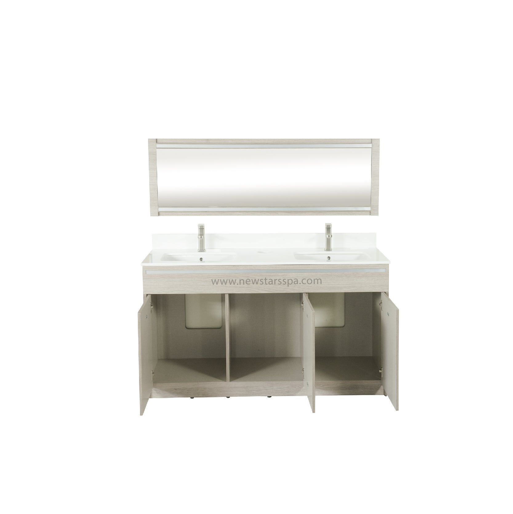 XO Double Sink w/Faucets 60" (No Mirror) - New Star Spa & Furniture Corp.