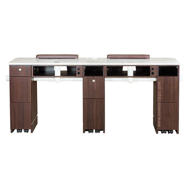 YC Double Nail Table 71 3/4&quot; With Pipe - New Star Spa &amp; Furniture