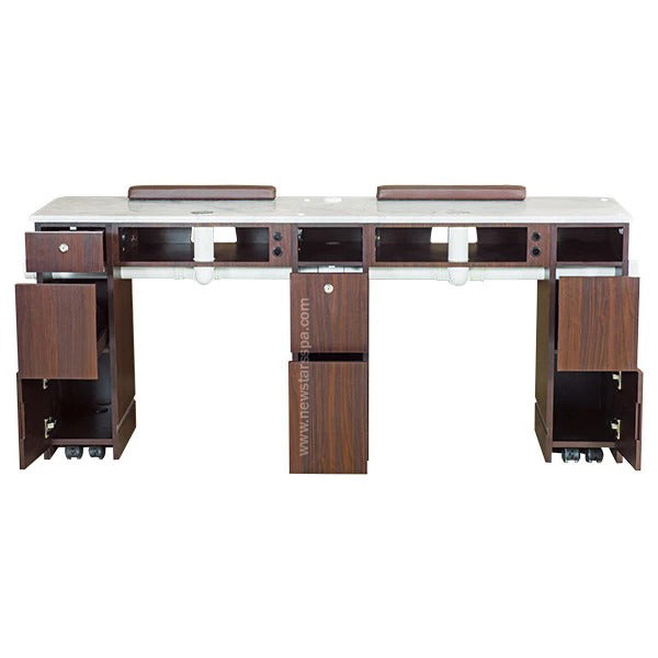 YC Double Nail Table 71 3/4&quot; With Pipe - New Star Spa &amp; Furniture