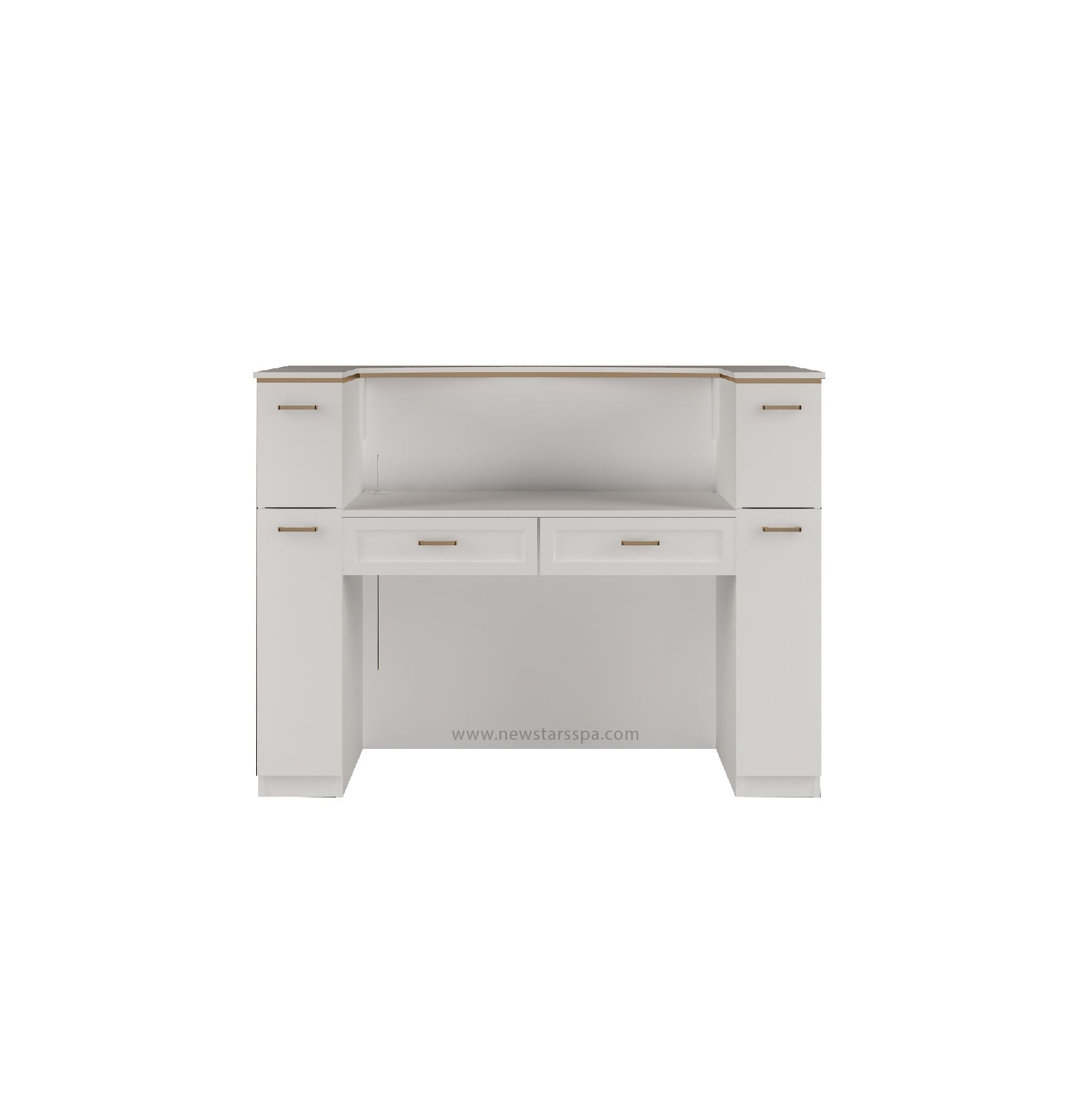 BC Reception 2 w/LED Light w/3D Wood (White Color) - New Star Salon Furniture
