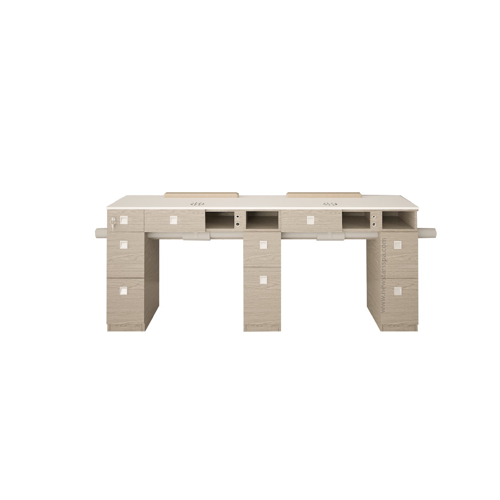 EX Double Nail Table w/Pipe 73" - New Star Salon Furniture