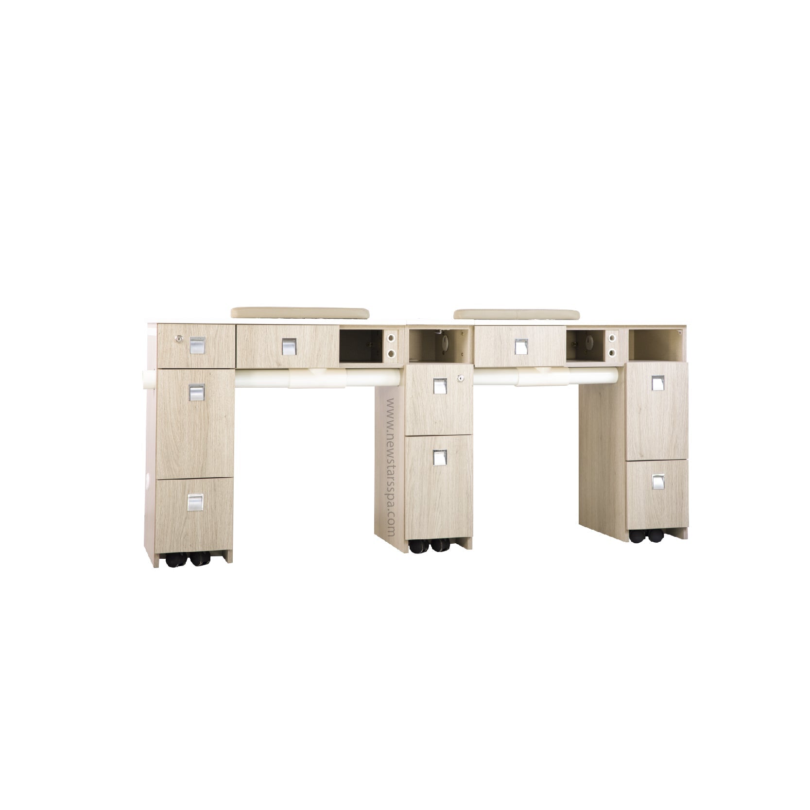 EX Double Nail Table w/Pipe 73" - New Star Salon Furniture