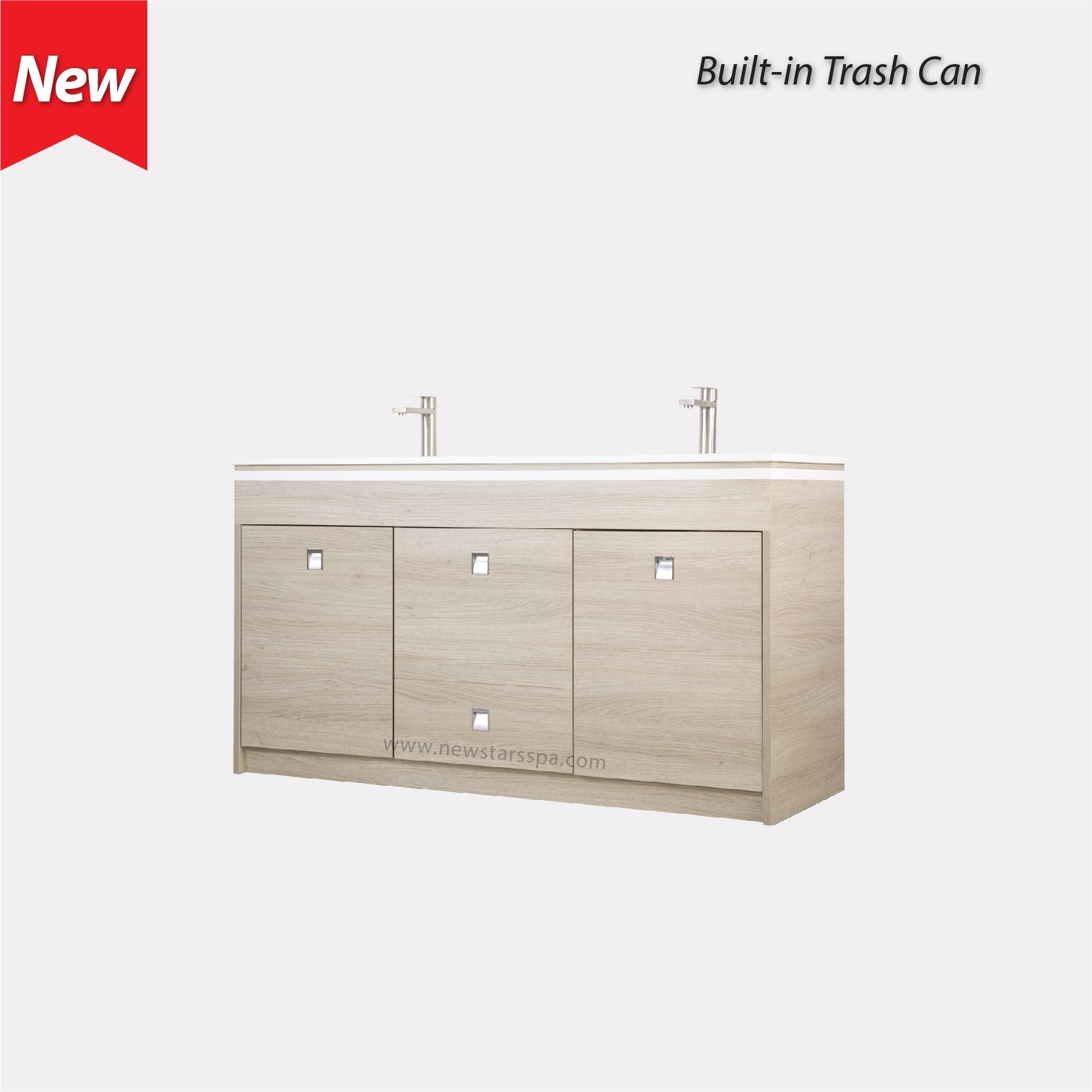 EX Double Sink w/Faucets 60" (No Mirror) - New Star Salon Furniture
