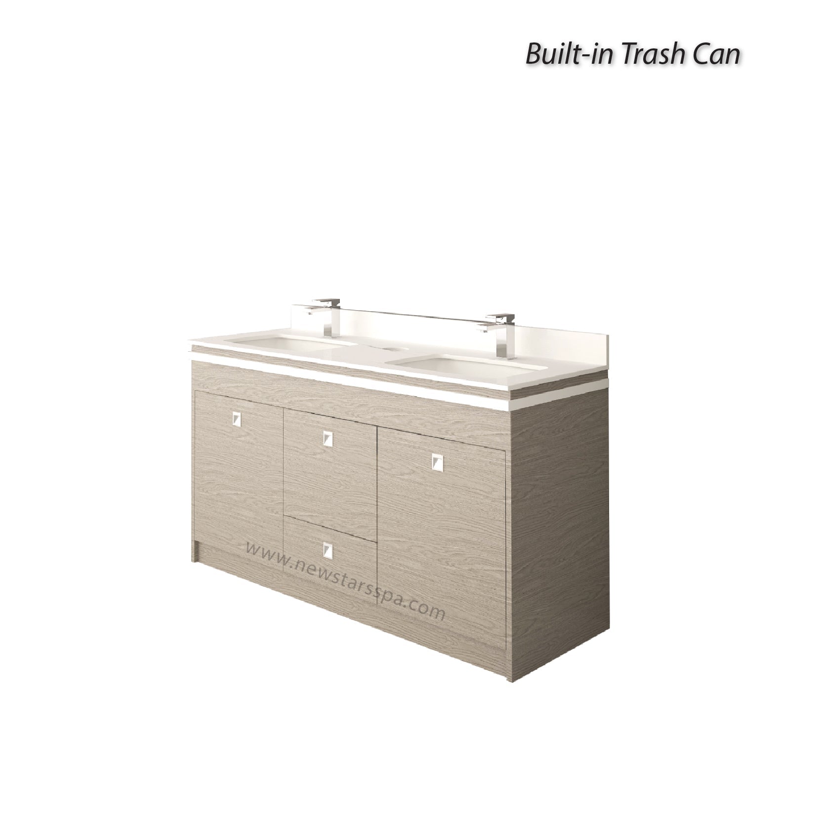 EX Double Sink w/Faucets 60" (No Mirror) - New Star Salon Furniture