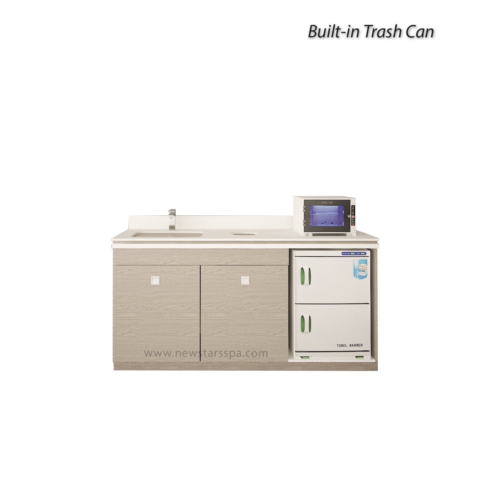 EX Single Sink 1 w/Faucet w/Hot Towel & Sterilizer Cabinet 68" (No Mirror) - New Star Salon Furniture