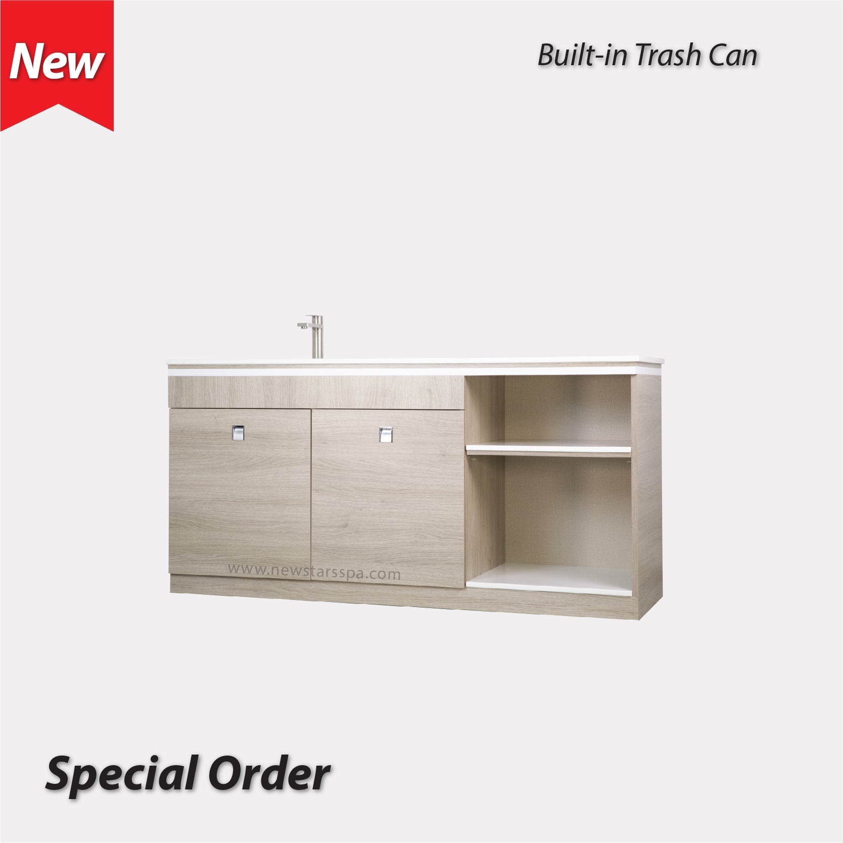 EX Single Sink 1 w/Faucet w/Hot Towel & Sterilizer Cabinet 68" (No Mirror) - New Star Salon Furniture