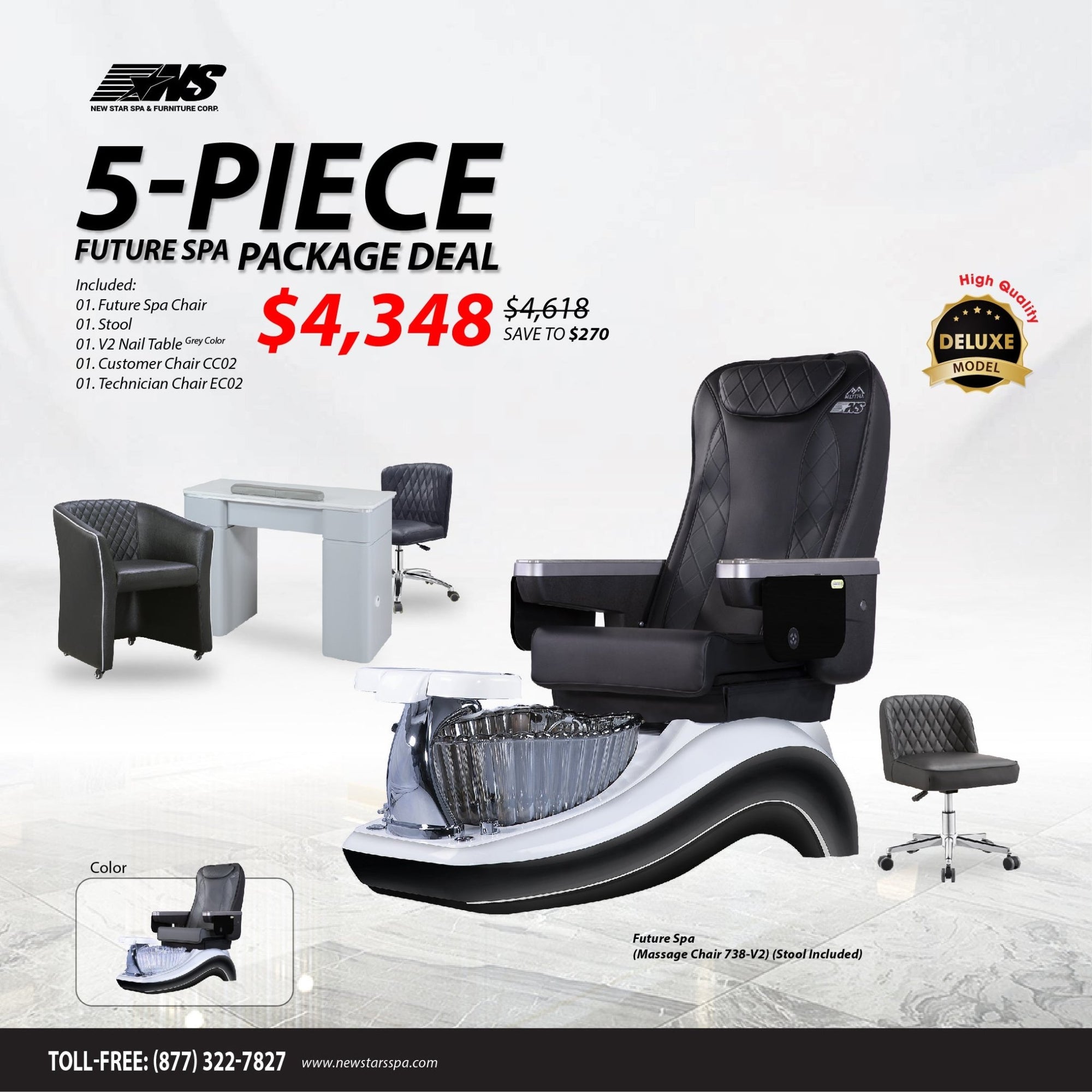 (Future Spa) 5 - Piece Package Deal - New Star Salon Furniture